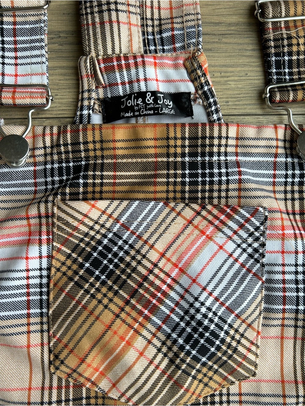 Y2K Jolie & Joy Plaid Pinafore Dress in Camel and Black - Picture 2 of 5